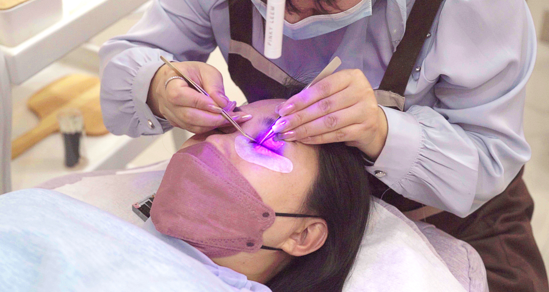 LED eyelash extension system